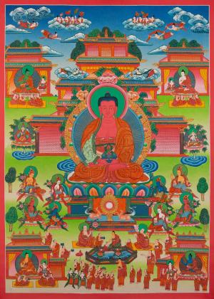 Amitabha Buddha Pure Land | Hand-Painted Thangka Painting | Tibetan Buddhism